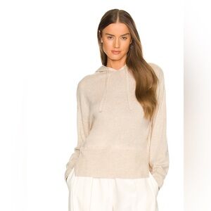 Weekend Stories Aubrianna Recycled Cashmere Hoodie in Heather Oatmeal Size XS